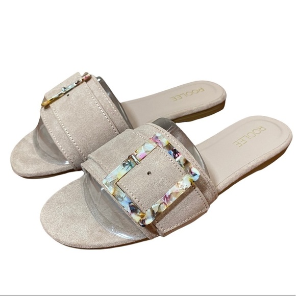 New Roolee Galena Buckle Slides Dusty Rose Sz 7 - Picture 4 of 4